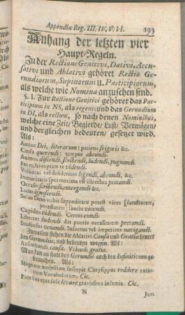 Anhang der letzten vier Haupt-Regeln.