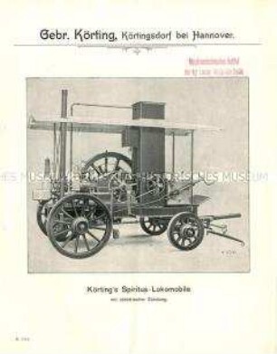 Spiritus-Lokomobile mit elektrischer Zündung