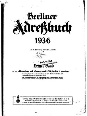 Berliner Adreßbuch 1936 Dritter Band