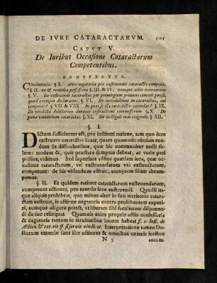 101-112, Capvt. V. De Iuribus Occasione Cataractarum Competentibus.
