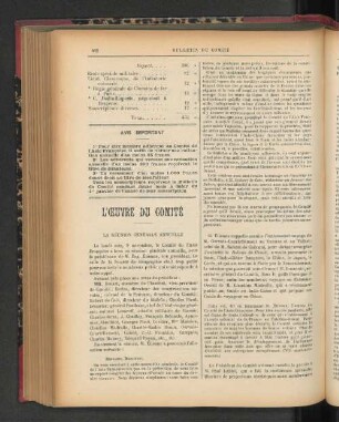 L'Oeuvre du Comité.