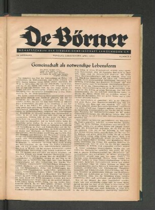 Gemeinschaft als notwendige Lebensform