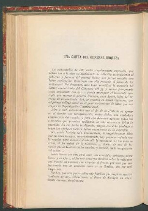 Una carta del general Urquiza