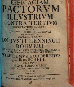 Efficaciam Pactorvm Illvstrivm Contra Tertivm Dissertatione Solenni