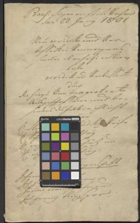 Neue, revidierte und verbesserte Vermögenssteuerklassifikationsliste, präsentiert am 29. Juni 1801