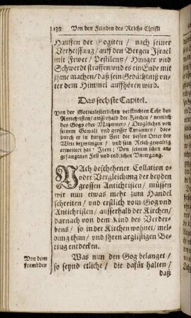 Das sechste Capitel. Von der Gotteslesterlichen verfluchten Lehr des Antichristen [...]