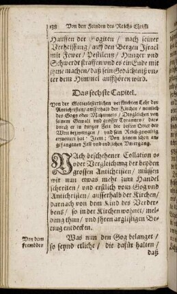 Das sechste Capitel. Von der Gotteslesterlichen verfluchten Lehr des Antichristen [...]