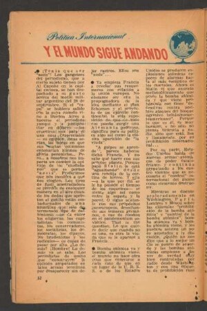 Y el mundo sigue andando : Política internacional