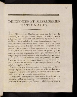 1-2, Diligences Et Messageries Nationales