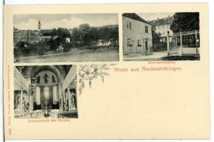 Niederstolzingen. Schlosseingang , Kirche Stadt