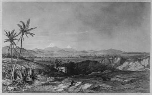 Popocatépetl : Zeichnung des Popocatépetl von Westen gesehen