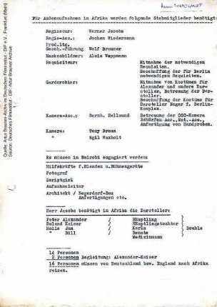Liste Außenaufnahmen Afrika