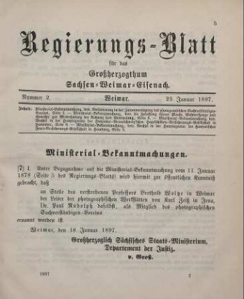 6. Das 1. Stück des Reichs-Gesetzblattes enthält unter: ...