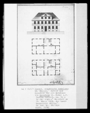 Bad Hersfeld, Aufriss und Grundriss für ein Wohnhaus