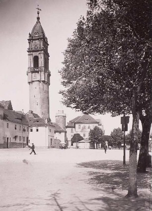 Bautzen, Kornmarkt : Bautzen. Kornmarkt. Blick zum Reichenturm