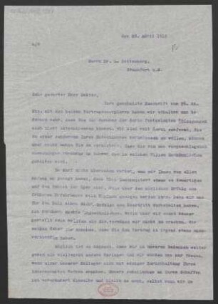 Brief an Ludwig Rottenberg : 28.04.1915