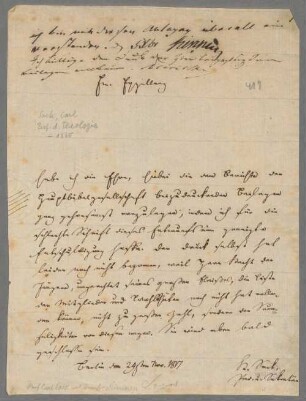 Brief von Karl Heinrich Sack an Friedrich Leopold von Kircheisen - BSB Neue Autogr. Sack, Karl Heinrich