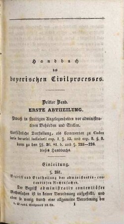 Vollständiges Handbuch des bayerischen Civilprocesses : nach Thibaut's Ordnung, 3,1. Vollständige Darstellung des bayerischen Verfahrens in administrativ-contentiösen Rechtssachen