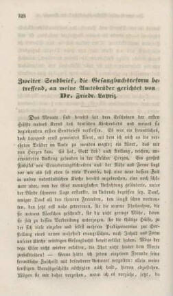 328-357 Zweiter Sendbrief, die Gesangbuchsreform betreffend, an meine Amtsbrüder gerichtet