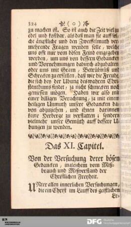Das XI. Capitel. Von der Versuchung derer bösen Gedancken...
