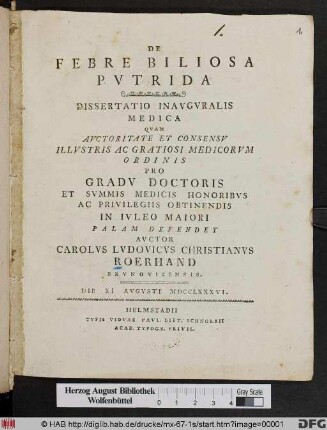 De Febre Bibliosa Pvtrida Dissertatio Inavgvralis Medica