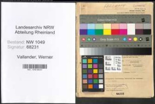 Entnazifizierung Werner Vallander , geb. 20.06.1909 (Kaufmann)