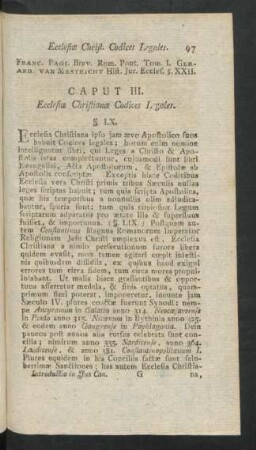 Caput III. Ecclesiae Christianae Codices Legales