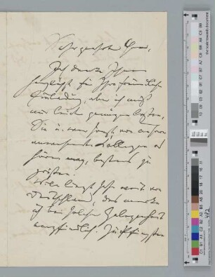 Brief an unbekannt ("Sehr geehrter Herr")