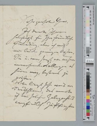 Brief an unbekannt ("Sehr geehrter Herr")