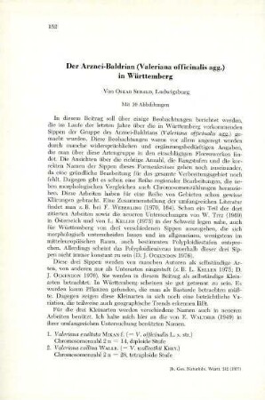 Der Arznei-Baldrian (Valeriana officinalis agg.) in Württemberg