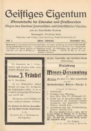 Heft 2 (November 1911)