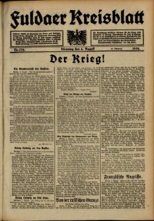 Ausgabe vom Dienstag, den 04. August 1914.