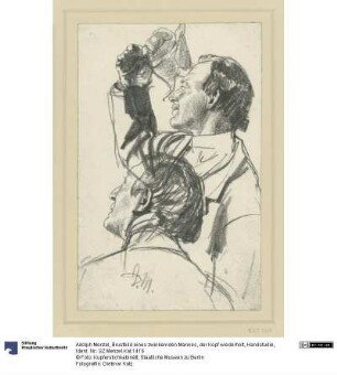 Brustbild eines zwinkernden Mannes, der Kopf wiederholt, Handstudie