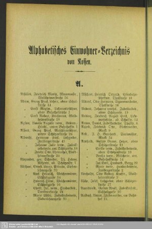 Einwohnerverzeichnis : Alphabetisches Einwohner-Verzeichnis von Nossen