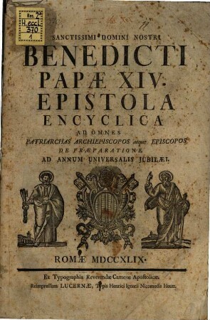 Epistola encyclica ad omnes Patriarchos ... de praeparatione ad Annum jubilaei universalis : "Apostolica constitutio"