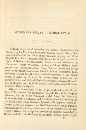 Subsidiary treaty of Seringapatam