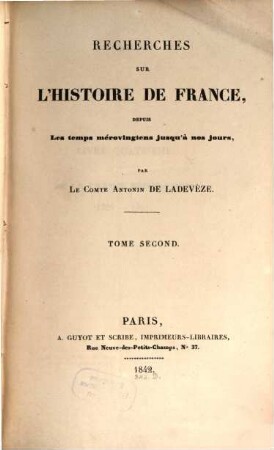 Recherches sur l'histoire de France, 2