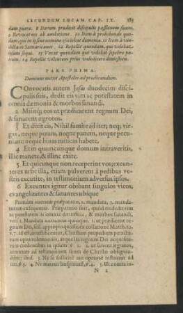 Pars Prima. Dominus mittit Apostolos ad praedicandum.