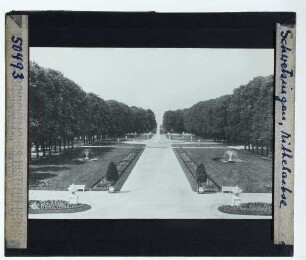 Schwetzingen, Schloss : Park, Blick vom Schloss entlang der Mittelachse