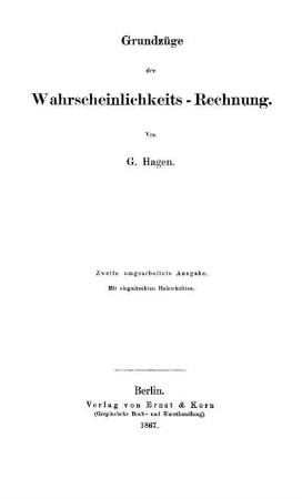 Grundzüge der Wahrscheinlichkeits-Rechnung