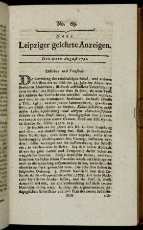 No. 69. Den 29ten August 1791.