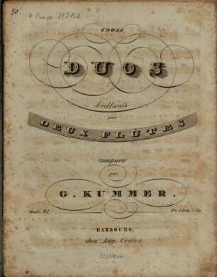 Trois duos brillants : pour 2 flûtes ; oeuv. 25