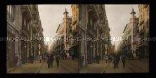 Belebte Geschäftsstraße in Valencia