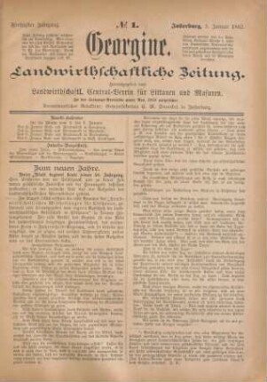 Fünfzigster Jahrgang. No. 1. Insterburg, 5. Januar 1882.