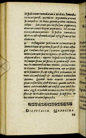 Disputatio Undecima De Axiomate in genere.