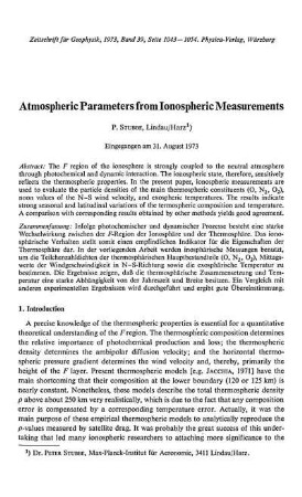 Atmospheric parameters from ionospheric measurements