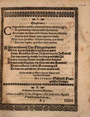 Lessus in funere Vener. Senis, Elia Chingeri Augustani