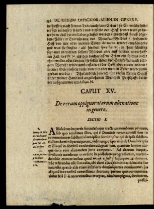 Caput XV. De rerum oppignoratarum alienatione in genere.