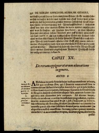 Caput XV. De rerum oppignoratarum alienatione in genere.