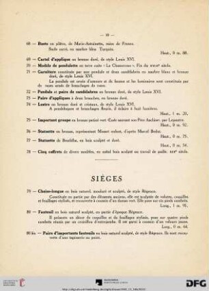 Sièges (Nr. 79-86)